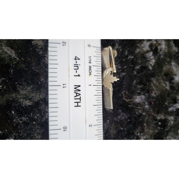 vintage Mens Cufflinks Silver Tone Maple Leaf Marked Sterling Alligator Clip - Picture 2 of 4